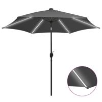 VidaXL Parasol met led-verlichting en aluminium paal 300 cm antraciet