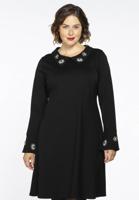 Yoek Dress beaded collar | Zwart | Maat 50/52