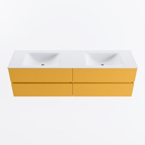 MONDIAZ VICA 170cm badmeubel onderkast Ocher 4 lades. Wastafel CLOUD dubbel 2 kraangaten, kleur Talc.