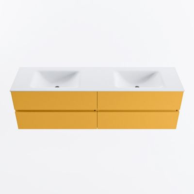 MONDIAZ VICA 170cm badmeubel onderkast Ocher 4 lades. Wastafel CLOUD dubbel 2 kraangaten, kleur Talc.