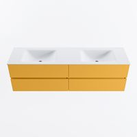 MONDIAZ VICA 170cm badmeubel onderkast Ocher 4 lades. Wastafel CLOUD dubbel 2 kraangaten, kleur Talc.