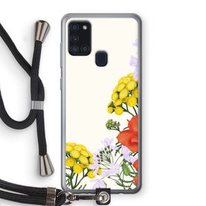 Wilde bloemen: Samsung Galaxy A21s Transparant Hoesje met koord
