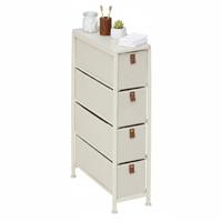 5FIVE Badkamerkast Pisa - 4 mandjes - beige - 48 x 20 x 77 cm - metaal/hout/stof - opbergen