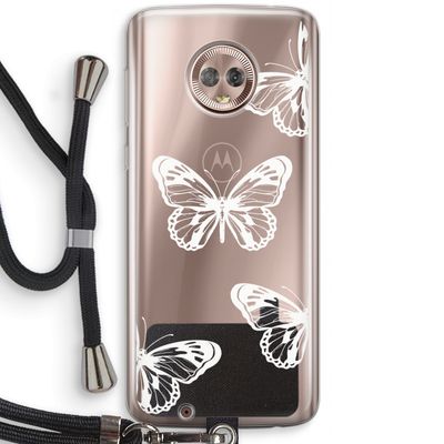 White butterfly: Motorola Moto G6 Transparant Hoesje met koord