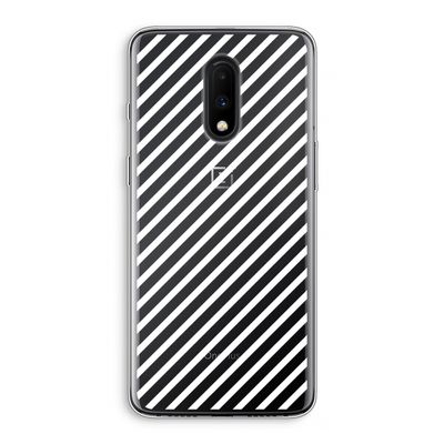 Strepen zwart-wit: OnePlus 7 Transparant Hoesje