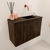 Toiletmeubel Mondiaz Joya | 60 cm | Meubelkleur Walnut | Faye wastafel Urban Rechts | Zonder kraangat(en) Toiletmeubel Mondiaz Joya | 60 cm | Meubelkleur Walnut | Faye wastafel Urban Rechts | Zonder kraangat(en)