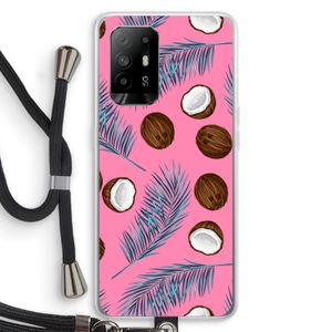 Kokosnoot roze: Oppo A95 5G Transparant Hoesje met koord