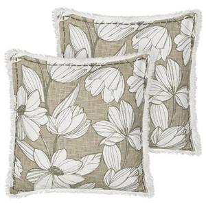 Beliani-CYANOTIS-Sierkussen set van 2-Wit|Groen -45 x 45 cm-Katoen