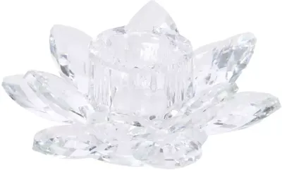 Decoris kandelaar glas bloem 11x3.5cm transparant