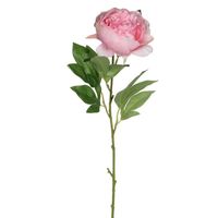 Mica Kunstbloem pioenroos - roze - 76 cm - polyester - decoratie bloemen   -