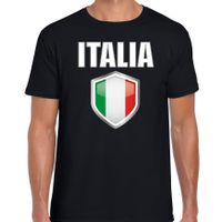 Italie landen supporter t-shirt met Italiaanse vlag schild zwart heren 2XL  - - thumbnail