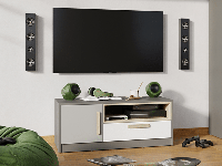 TV-meubel PIKA 1 deur 1 lade wit/lichtgrijs
