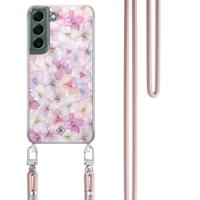Samsung Galaxy S22 Plus hoesje met rosegoud koord - Hortensia