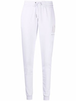 Armani Exchange pantalon de jogging à logo strassé - Blanc