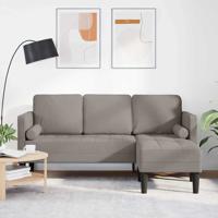 Bank 3-zits L-vormig 160 cm stof taupe