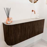 Toiletmeubel Mondiaz Joya Dlux | 101.6 cm | Meubelkleur Walnut | Faye wastafel Ostra Wasbak Rechts | Zonder kraangat(en)