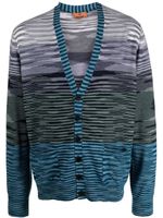 Missoni cardigan rayé en laine à col v - Bleu