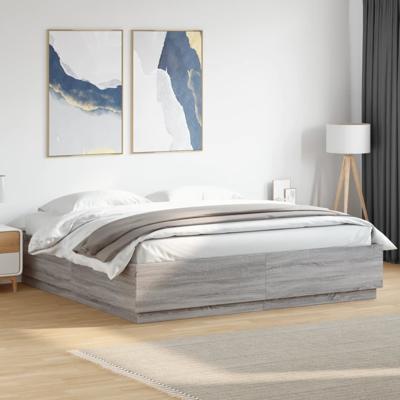 Bedframe bewerkt hout grijs sonoma eikenkleurig 180x200 cm