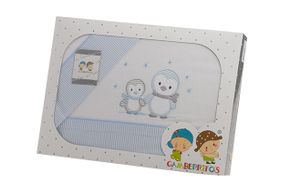 Gamberritos laken set blauw pinguïn 3-delig middel Gamberritos laken set blauw pinguïn 3-delig middel