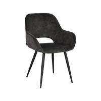 LABEL51 Eetkamerstoel Fer - Antraciet - Velours - Black Frame