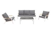 Hampton/Atlanta stoel-bank loungeset 4-delig - Wit/Teak