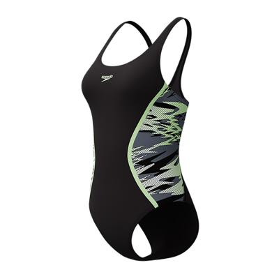 Speedo Hyperboom Splice Muscleb badpak zwart/groen dames