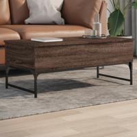 Salontafel 100x50x40 cm bewerkt hout en metaal bruin eikenkleur - thumbnail