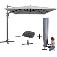 Madison Parasol monaco flex III light grey + voet + hoes