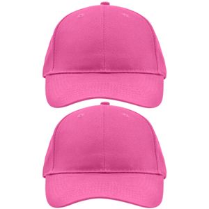 10x stuks 6-panel baseball fuchsia roze caps voor volwassenen