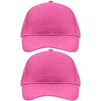 10x stuks 6-panel baseball fuchsia roze caps voor volwassenen - thumbnail