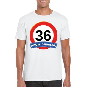 Verkeersbord 36 jaar t-shirt wit heren