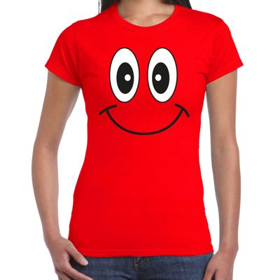 Verkleed T-shirt voor dames - Smile Emoticon - rood - carnaval - feestkleding Verkleed T-shirt voor dames - Smile Emoticon - rood - carnaval - feestkleding