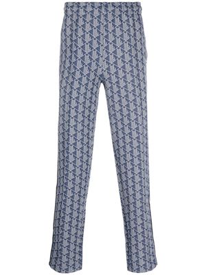 Lacoste pantalon de jogging à motif monogrammé en jacquard - Bleu