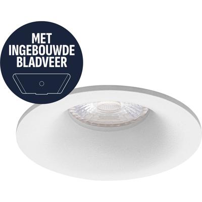 Spot Armatuur GU10 - Pragmi Vanta - GU10 Inbouwspot met Bladveren - Rond - Wit - Aluminium - Ø82mm