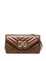 Dolce & Gabbana sac à bandoulière matelassé à plaque logo - Marron - thumbnail