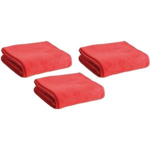 Fleece deken/plaid - 3x - rood - 120 x 150 cm - Polyester fleece - 180 gram - lekker warm kleedje