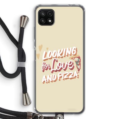 Pizza is the answer: Samsung Galaxy A22 5G Transparant Hoesje met koord