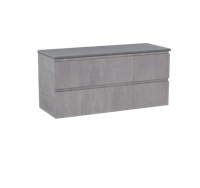 Linie Lado zwevend badmeubel 120,5 x 46,5  cm beton donkergrijs met Lado enkel of dubbel wastafelblad in beton donkergrijze melamine