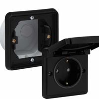 Niko Hydro waterdicht stopcontact 1-voudig zwart compleet inbouw