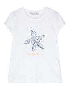 Monnalisa t-shirt à ornements en cristal - Blanc