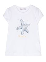 Monnalisa star-print crystal-embellished T-shirt - Blanc