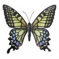 Wanddecoratie metaal vlinder 3d geel zwart - thumbnail