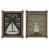 Schilderij Home ESPRIT Blauw Natuurlijk Naakt 34 x 4 x 46 cm (2 Stuks)