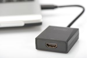 Digitus DA-70841 HDMI / USB 3.2 Gen 1 (USB 3.0) Adapter [1x USB 3.2 Gen 1 stekker A (USB 3.0) - 1x HDMI-bus] Zwart Afgeschermd 15.00 cm