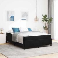 Bedframe met matras Zwart en Wit en Zwart 160 x 200 cm Fluweel