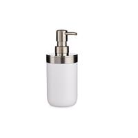 Berilo Zeeppompje/dispenser - 17 cm - RVS/kunststof - wit/zilver - 350 ml - navulbaar - toilet/badka