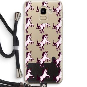 Musketon Unicorn: Samsung Galaxy J6 (2018) Transparant Hoesje met koord