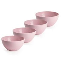 Plasticforte Schaaltjes - 4x stuks - kunststof - kommetjes - dessert/ontbijt - D14 x H6 cm - roze