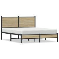 Bedframe met hoofdbord metaal sonoma eikenkleurig 140x200 cm