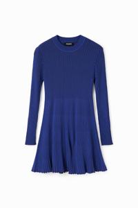 Korte geribbelde jurk - BLUE - M